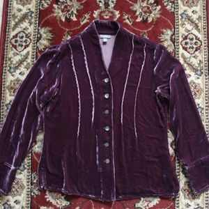 magical deep purple velvet button down jacket